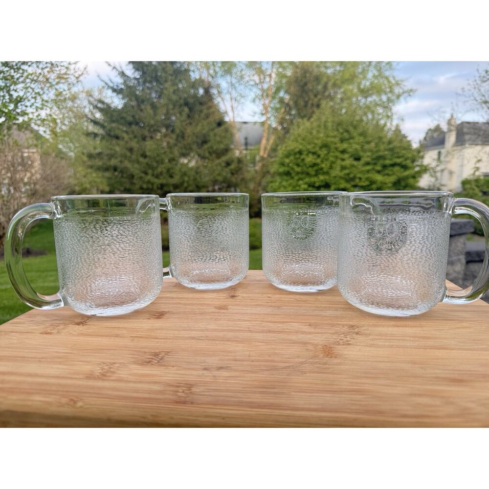 Vintage IITTALA Krouvi 50cl Beer Glass Coffee Mugs Oiva Toikka Finland~set Of 4